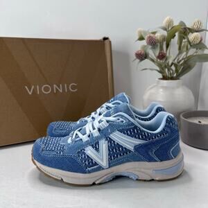 Vionic 23 Walker Denim Lace Up Sneakers Comfort Shoe Blue Women's 6 Medium NWB